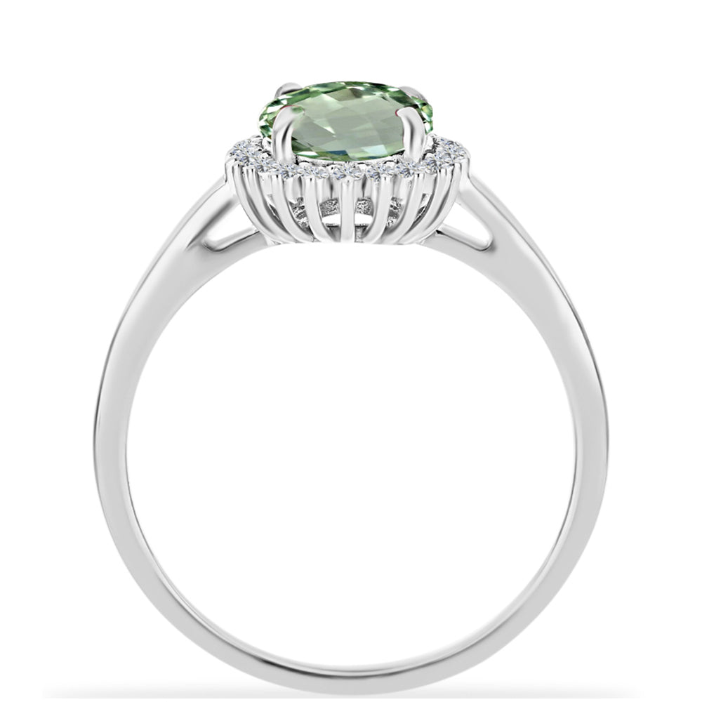 Inel din Argint 925 ( 2.7 grame ) cu Ametist Verde și Topaz Alb 1.89 Carate 2 