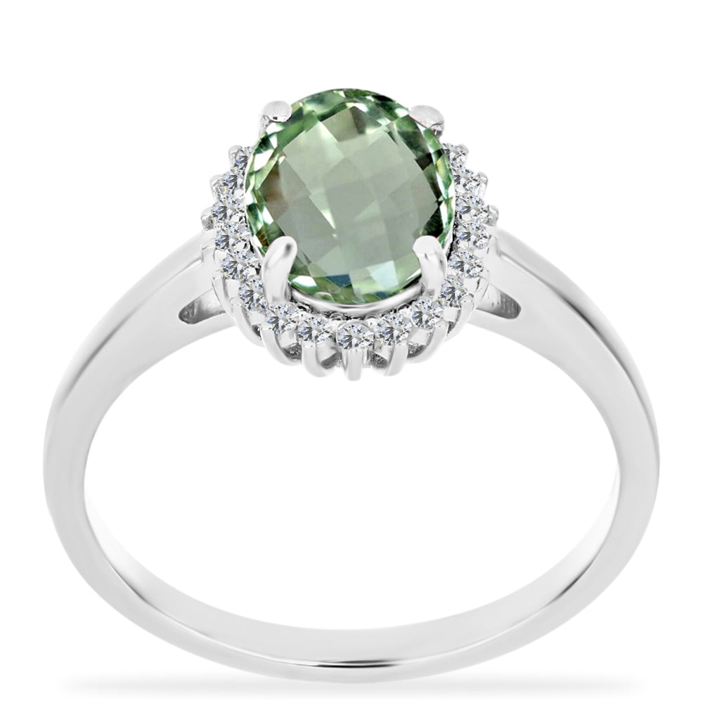 Inel din Argint 925 ( 2.7 grame ) cu Ametist Verde și Topaz Alb 1.89 Carate 3 
