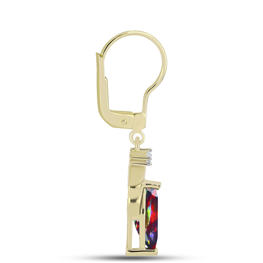 Cercei din Argint 925 Placat cu Aur ( 2.4 grame ) cu Opal Etiopian Negru Lega Dembi și Topaz Alb 1.29 Carate 2 