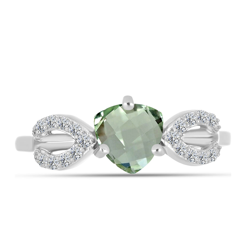 Inel din Argint 925 ( 2.28 grame ) cu Ametist Verde și Topaz Alb 1.36 Carate