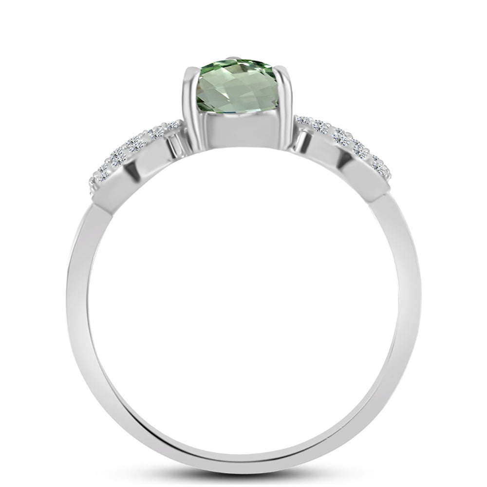Inel din Argint 925 ( 2.28 grame ) cu Ametist Verde și Topaz Alb 1.36 Carate 2 