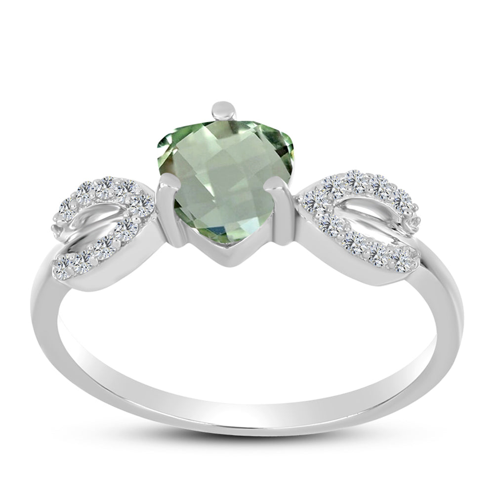 Inel din Argint 925 ( 2.28 grame ) cu Ametist Verde și Topaz Alb 1.36 Carate