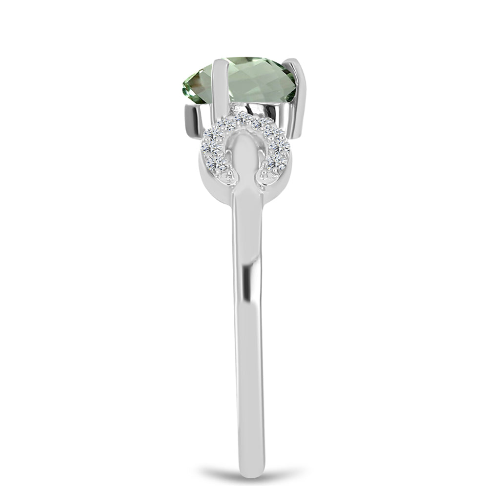 Inel din Argint 925 ( 2.28 grame ) cu Ametist Verde și Topaz Alb 1.36 Carate