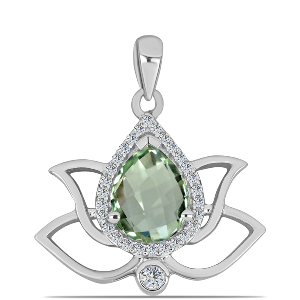 Pandantiv din Argint 925 ( 1.77 grame ) cu Ametist Verde și Topaz Alb 1.84 Carate 1 