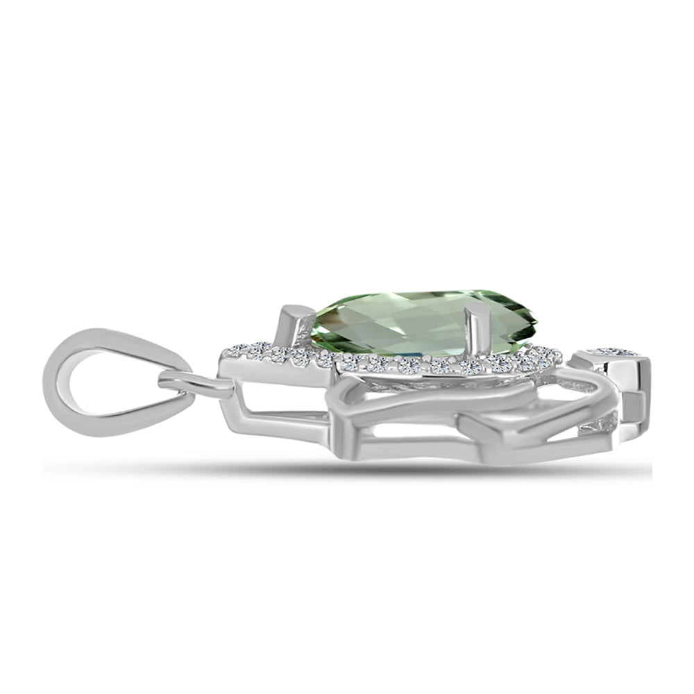 Pandantiv din Argint 925 ( 1.77 grame ) cu Ametist Verde și Topaz Alb 1.84 Carate 2 