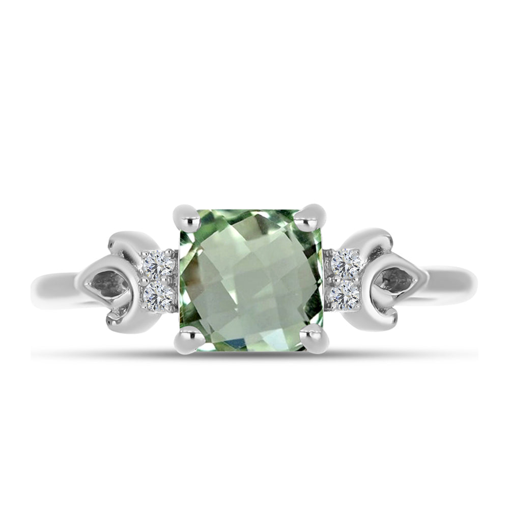 Inel din Argint 925 ( 2.2 grame ) cu Ametist Verde și Topaz Alb 1.62 Carate 1 