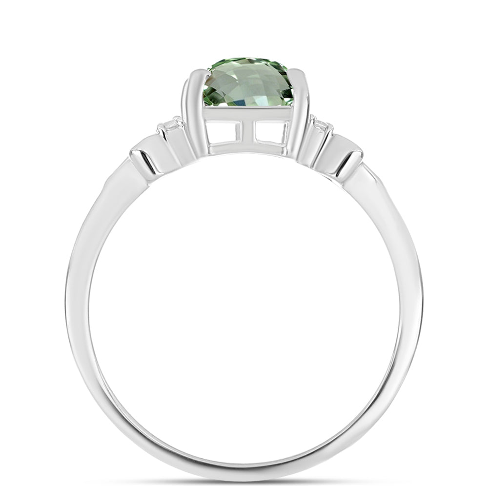 Inel din Argint 925 ( 2.2 grame ) cu Ametist Verde și Topaz Alb 1.62 Carate 2 