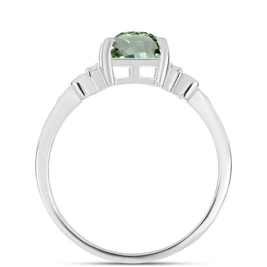 Inel din Argint 925 ( 2.2 grame ) cu Ametist Verde și Topaz Alb 1.62 Carate
