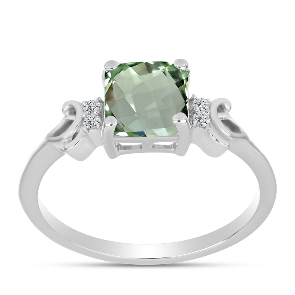 Inel din Argint 925 ( 2.2 grame ) cu Ametist Verde și Topaz Alb 1.62 Carate 3 