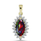 Pandantiv din Argint 925 Placat cu Aur ( 1.5 grame ) cu Opal Etiopian Negru Lega Dembi și Topaz Alb 1.52 Carate