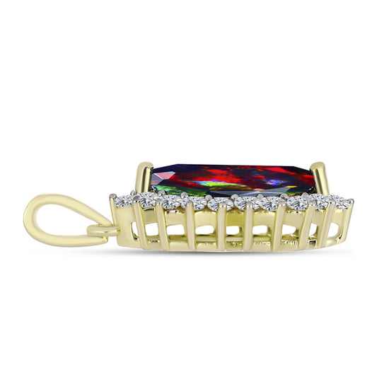 Pandantiv din Argint 925 Placat cu Aur ( 1.5 grame ) cu Opal Etiopian Negru Lega Dembi și Topaz Alb 1.52 Carate