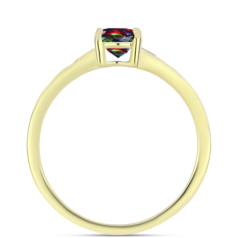 Inel din Argint 925 Placat cu Aur ( 1.92 grame ) cu Opal Etiopian Negru Lega Dembi 0.49 Carate 2 