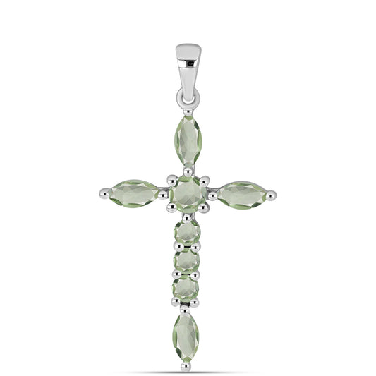 Cruce Pandantiv din Argint 925 ( 1.78 grame ) cu Ametist Verde 1.45 Carate