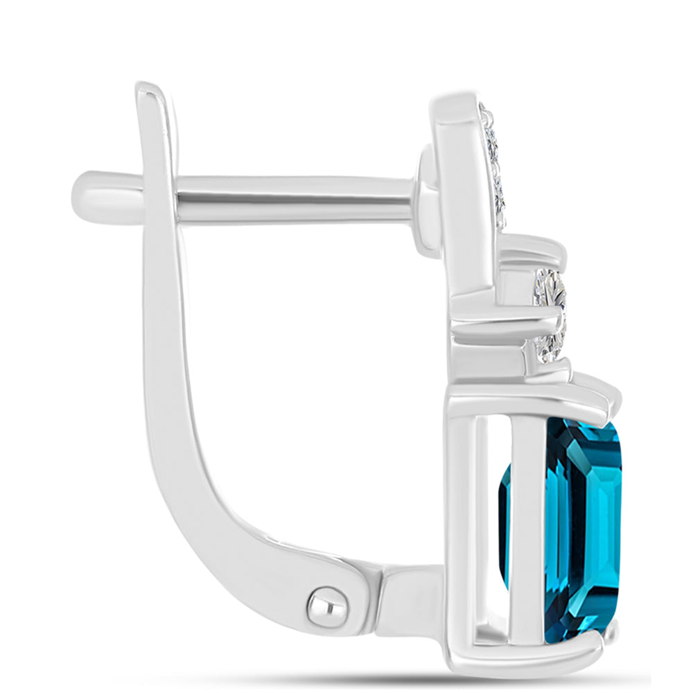 Cercei din Argint 925 ( 3.06 grame ) cu Topaz Albastru ”Londra” și Topaz Alb 2.63 Carate 2 