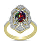 Inel din Argint 925 Placat cu Aur ( 3.98 grame ) cu Opal Etiopian Negru Lega Dembi și Topaz Alb 1.48 Carate