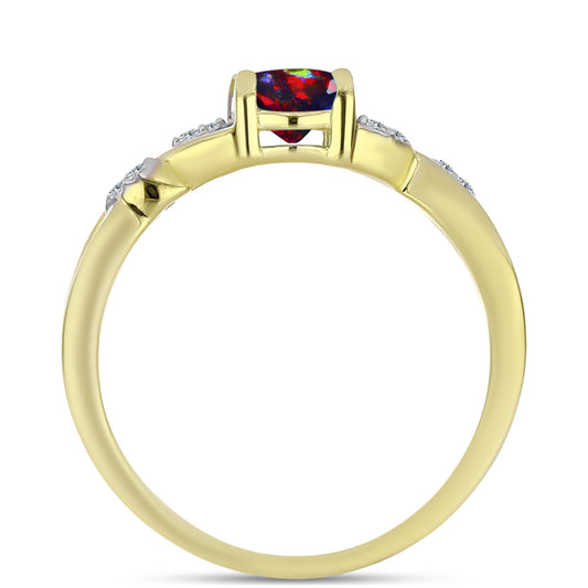 Inel din Argint 925 Placat cu Aur ( 2.76 grame ) cu Opal Etiopian Negru Lega Dembi și Topaz Alb 0.54 Carate