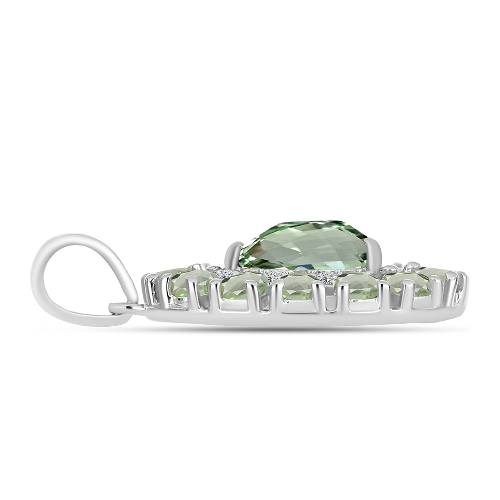 Pandantiv din Argint 925 ( 2.42 grame ) cu Ametist Verde și Topaz Alb 3.37 Carate 2 