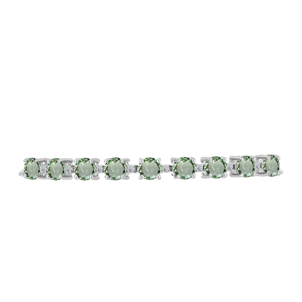 Brățară din Argint 925 ( 5.4 grame ) cu Ametist Verde și Topaz Alb 4.76 Carate