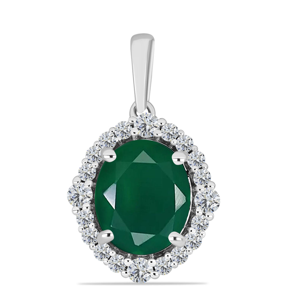 Pandantiv din Argint 925 ( 2.02 grame ) cu Calcedon Verde și Topaz Alb 4.73 Carate