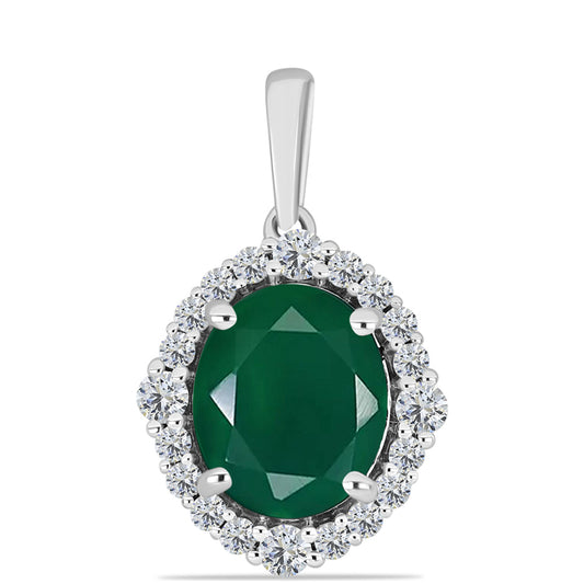 Pandantiv din Argint 925 ( 2.02 grame ) cu Calcedon Verde și Topaz Alb 4.73 Carate