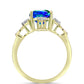 Inel din Argint 925 Placat cu Aur ( 2.7 grame ) cu Cuarț Păun și Topaz Alb 3.42 Carate