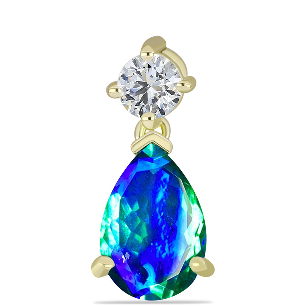 Pandantiv din Argint 925 Placat cu Aur ( 1.13 grame ) cu Cuarț Păun și Topaz Alb 3.12 Carate