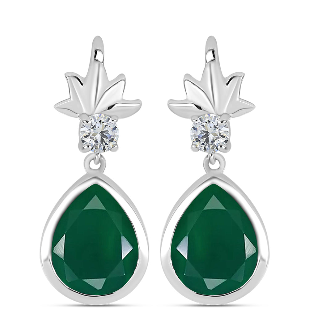 Cercei din Argint 925 ( 4.73 grame ) cu Calcedon Verde și Topaz Alb 8.45 Carate 1 