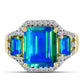 Inel din Argint 925 Placat cu Aur ( 3.94 grame ) cu Cuarț Păun și Topaz Alb 5.24 Carate