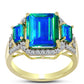 Inel din Argint 925 Placat cu Aur ( 3.94 grame ) cu Cuarț Păun și Topaz Alb 5.24 Carate