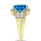 Inel din Argint 925 Placat cu Aur ( 3.94 grame ) cu Cuarț Păun și Topaz Alb 5.24 Carate