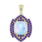 Pandantiv din Argint 925 Placat cu Aur ( 2.66 grame ) cu Piatra Lunii Curcubeu și Ametist Marocan 4.6 Carate