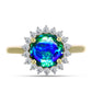 Inel din Argint 925 Placat cu Aur ( 2.99 grame ) cu Cuarț Păun și Topaz Alb 3.12 Carate