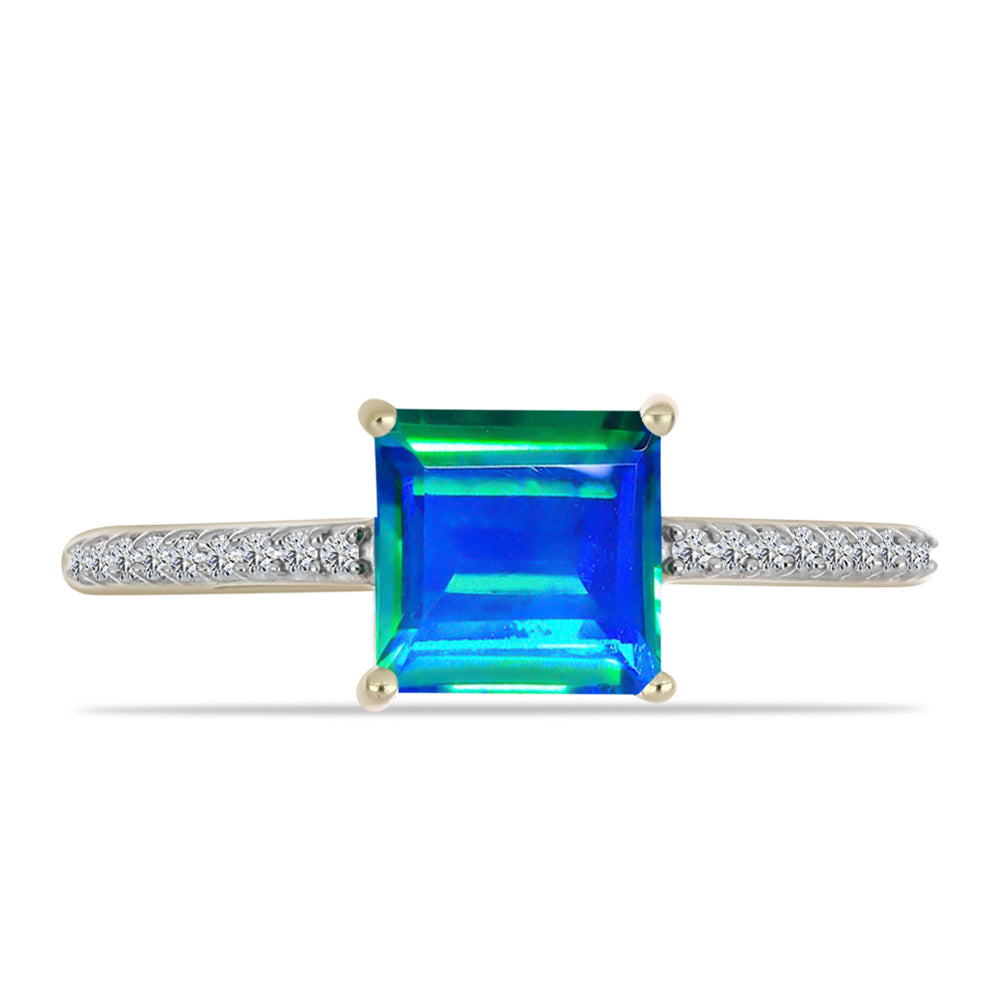 Inel din Argint 925 Placat cu Aur ( 1.57 grame ) cu Cuarț Păun și Topaz Alb 1.87 Carate 1 