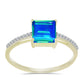 Inel din Argint 925 Placat cu Aur ( 1.57 grame ) cu Cuarț Păun și Topaz Alb 1.87 Carate