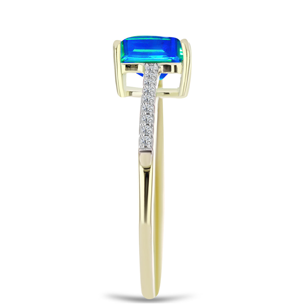 Inel din Argint 925 Placat cu Aur ( 1.57 grame ) cu Cuarț Păun și Topaz Alb 1.87 Carate 4 