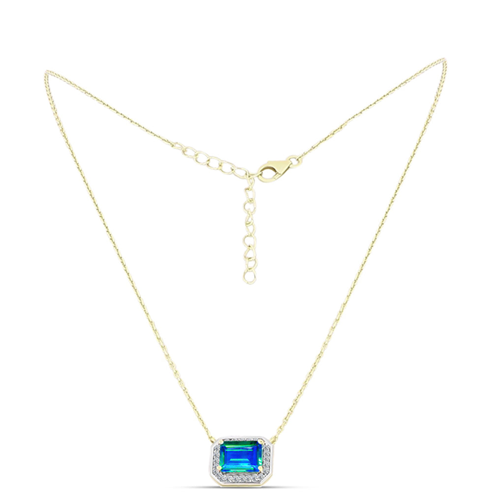 Colier din Argint 925 Placat cu Aur ( 4.01 grame ) cu Cuarț Păun și Topaz Alb 2.43 Carate