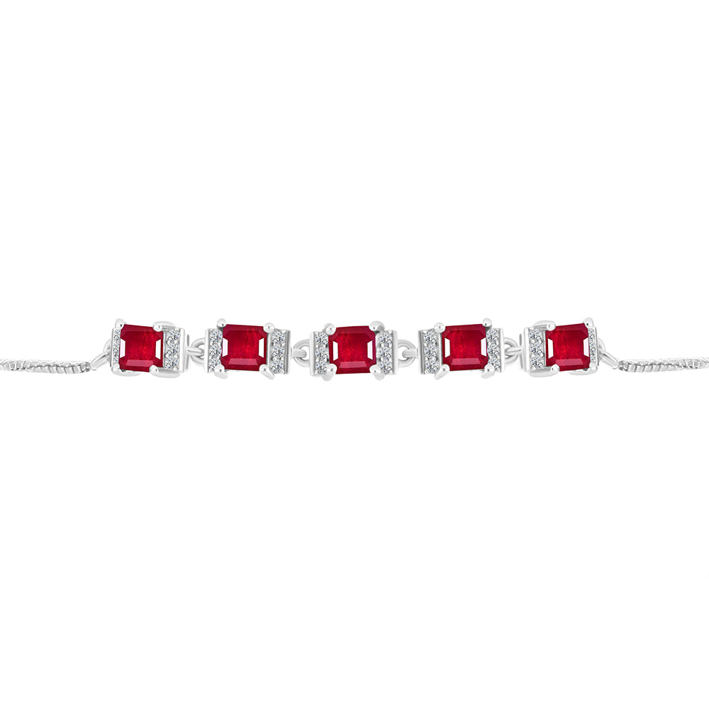 Brățară din Argint 925 ( 3.82 grame ) cu Rubin Malagasy și Topaz Alb 2.85 Carate 2 