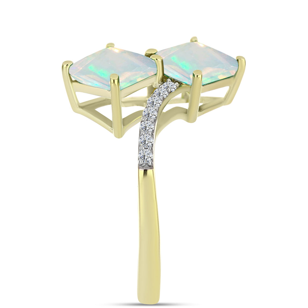 Inel din Argint 925 Placat cu Aur ( 2.79 grame ) cu Opal Welo și Topaz Alb 1.42 Carate 4 