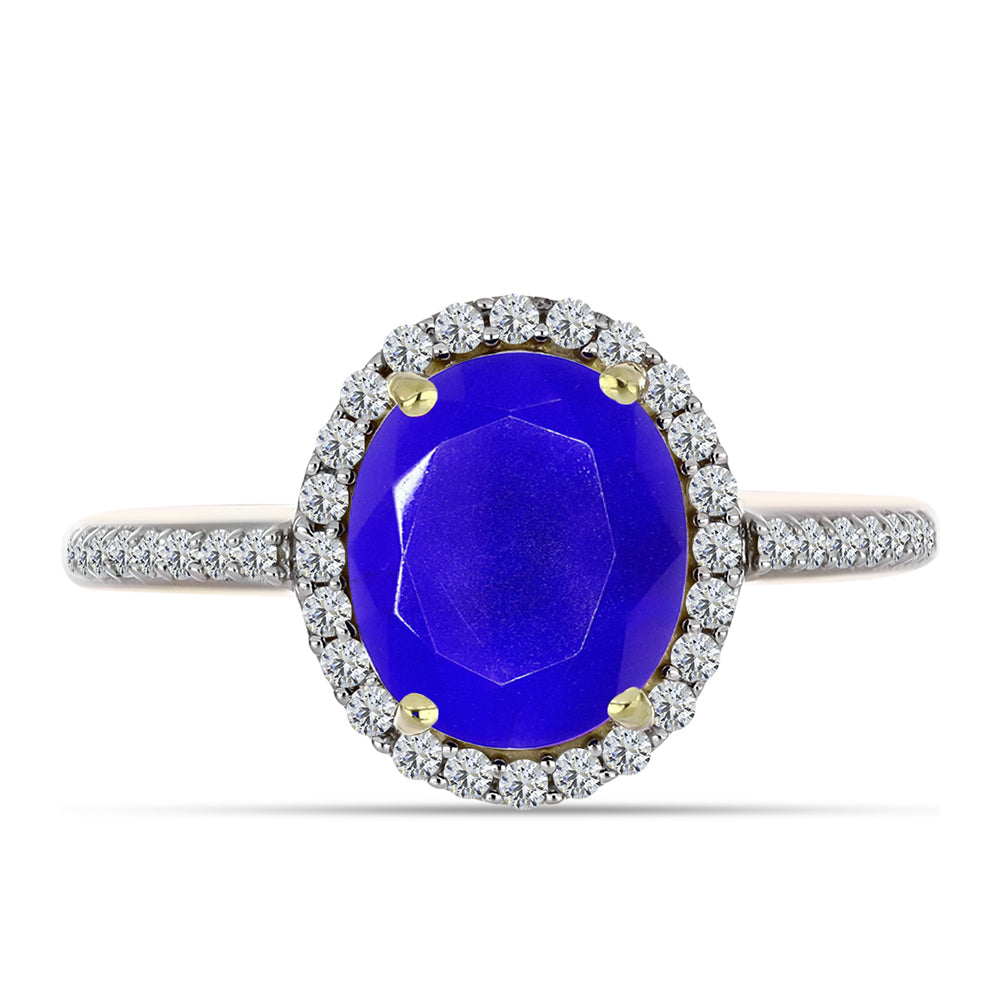 Inel din Argint 925 Placat cu Aur ( 2.66 grame ) cu Agat Albastru și Topaz Alb 2.72 Carate