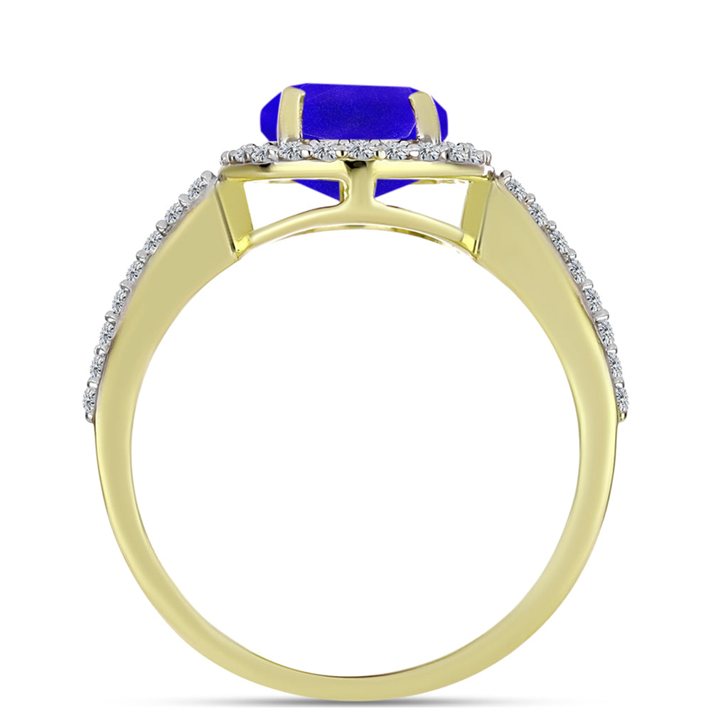 Inel din Argint 925 Placat cu Aur ( 2.66 grame ) cu Agat Albastru și Topaz Alb 2.72 Carate