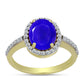 Inel din Argint 925 Placat cu Aur ( 2.66 grame ) cu Agat Albastru și Topaz Alb 2.72 Carate