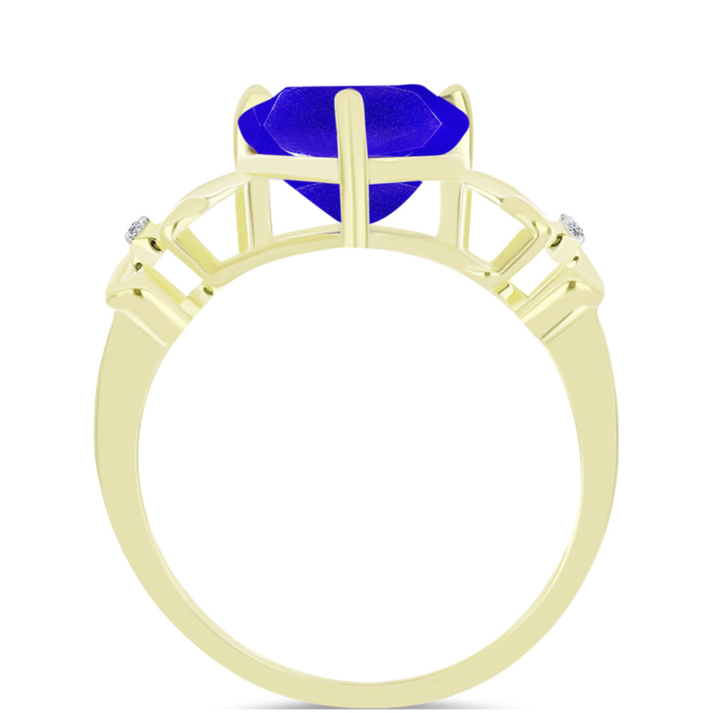 Inel din Argint 925 Placat cu Aur ( 3.1 grame ) cu Agat Albastru și Topaz Alb 3.88 Carate