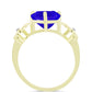 Inel din Argint 925 Placat cu Aur ( 3.1 grame ) cu Agat Albastru și Topaz Alb 3.88 Carate
