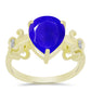 Inel din Argint 925 Placat cu Aur ( 3.1 grame ) cu Agat Albastru și Topaz Alb 3.88 Carate
