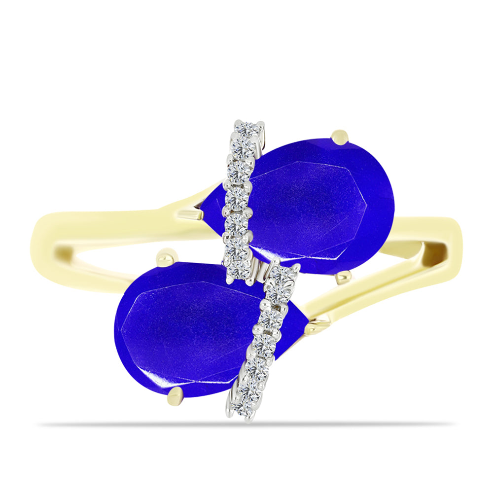 Inel din Argint 925 Placat cu Aur ( 3.47 grame ) cu Agat Albastru și Topaz Alb 3.5 Carate