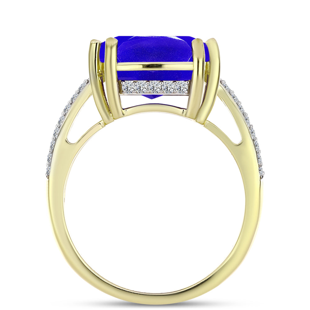 Inel din Argint 925 Placat cu Aur ( 4.28 grame ) cu Agat Albastru și Topaz Alb 6.24 Carate 2 