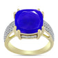 Inel din Argint 925 Placat cu Aur ( 4.28 grame ) cu Agat Albastru și Topaz Alb 6.24 Carate