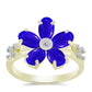 Inel din Argint 925 Placat cu Aur ( 3.2 grame ) cu Agat Albastru și Topaz Alb 2.2 Carate
