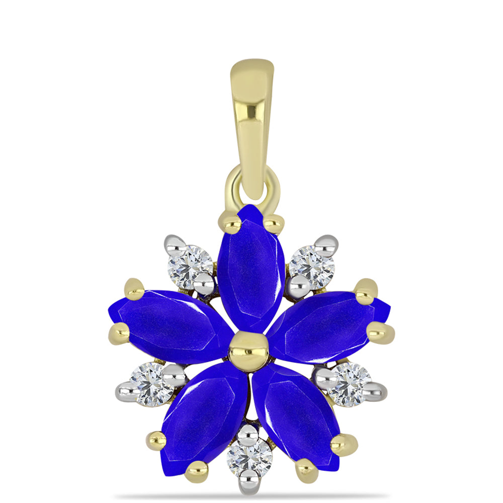 Pandantiv din Argint 925 Placat cu Aur ( 1.25 grame ) cu Agat Albastru și Topaz Alb 1.62 Carate