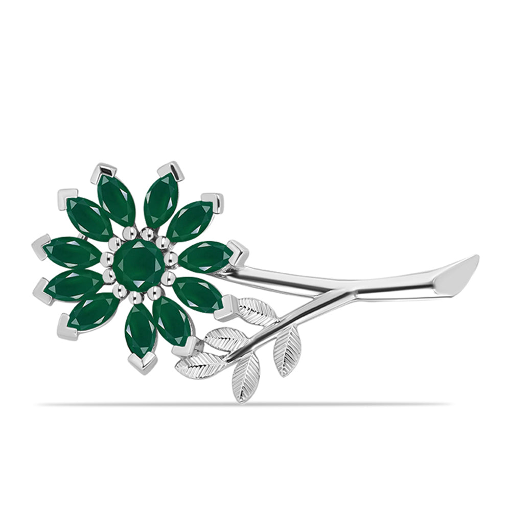 Broşă din Argint 925 ( 4.84 grame ) cu Calcedon Verde 2.95 Carate